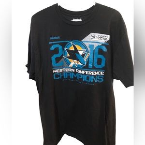 Reebok XL NHL San Jose Sharks Western Conference Champions T-Shirt 2016 2 sided